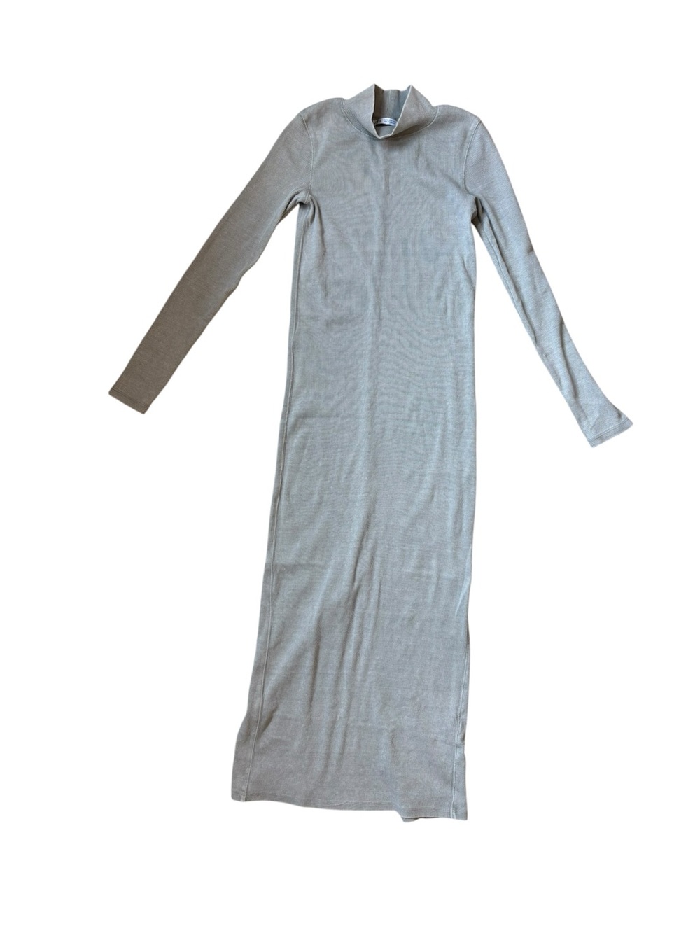 Zara Light Gray Long Sleeve Ribbed Maxi Dress